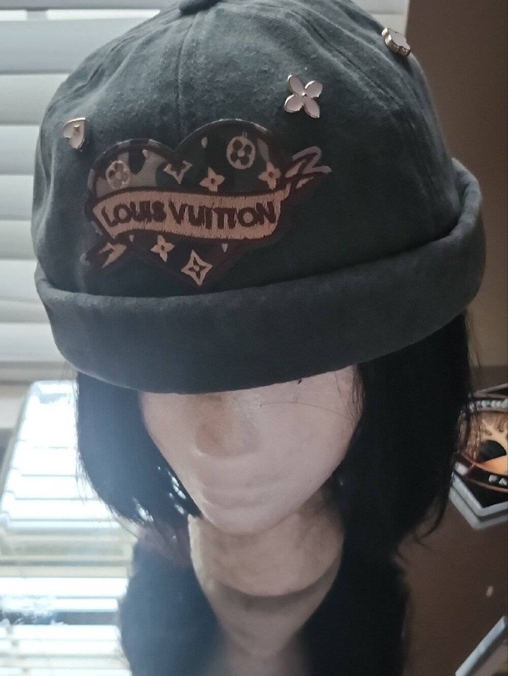 Subtle Luxury Dark Gray Baseball Cap with Decorative Studs